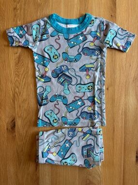 Hanna Andersson Teal and Gray Video Game Controller Pajama Set